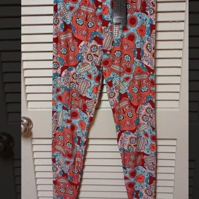 Womens Leggings Plus Size 14-22 Skulls Pattern